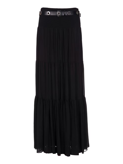 Long flounced georgette skirt with smocking MICHAEL KORS | MT470E17R3001BLACK